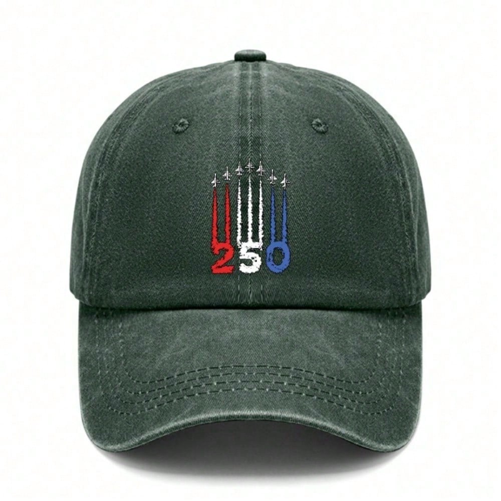 [Patriotic Baseball Cap] 250Th Anniversary Jet Formation Print Polyester Adjustable Hat Lightweight Curved Brim Casual Outdoor Sports - Dad Hat,