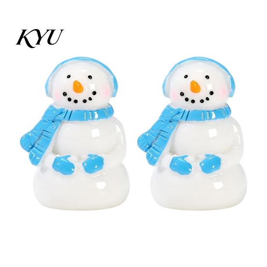 Cute Christmas Desk Ornaments 2Pcs Mini Snowman Figurines, Winter Tiny Resin Decoration, Xmas Micro Small Landscape Statues Ornament Garden