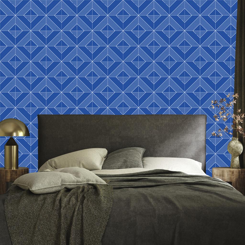 Wallpaper Geometric Rhombuses Blue, Mountain Blue 50x1000