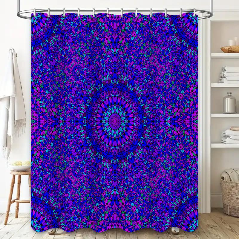 Vibrant Purple Blue Mandala Shower Curtain For Bathroom Decor