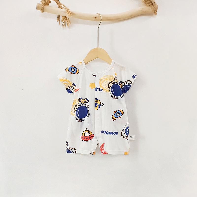 Summer Baby Bamboo Bodysuit: Lightweight, Breathable Short Sleeve Coverall for 3-24 Months