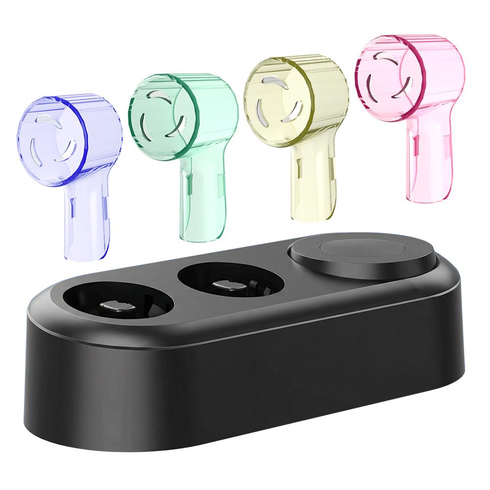 Бездротова магнітна зарядна база та 4 захисні кришки для насадок, сумісні з електричними зубними щітками серії Oral B iO 7 8 9 10