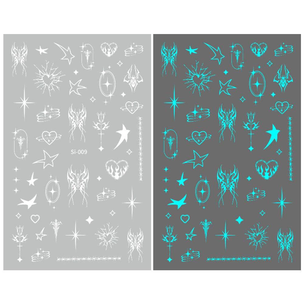 2026 Luminous Green & Blue Nail Stickers for Professional Salons - White-Enhancing Style