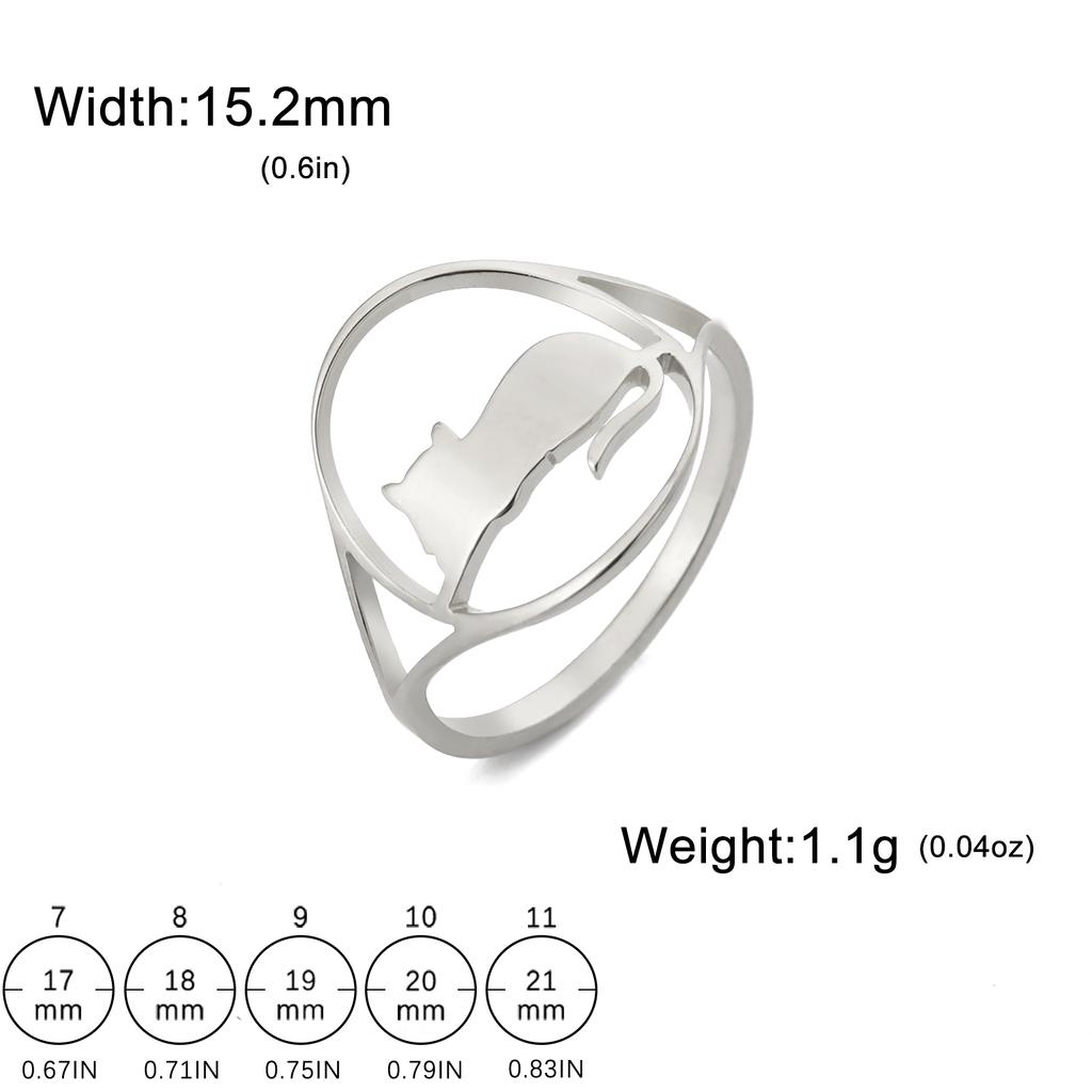 Cazador Cat Kitten Rings for Women Birthday Gift Stainless Steel Jewelry Cute Animal Finger Rings 2026 Trendy Wholesale