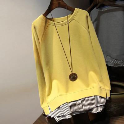 Sweatshirt for Women Oversize Fleece Thickened Loose Casual Pullover Fake Two-piece Long Sleeve Winter Sweatshirt Top