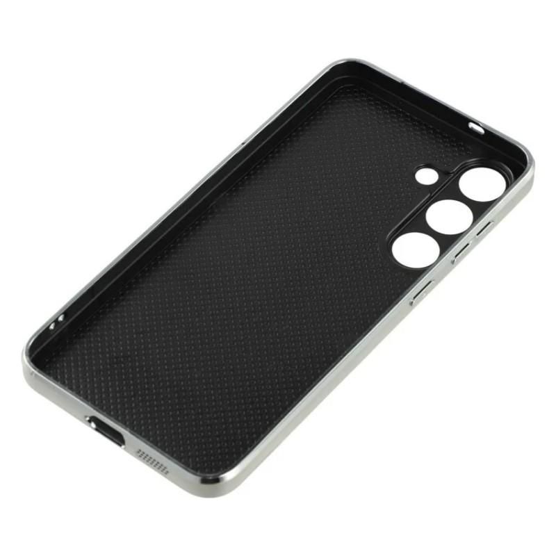 For Samsung Galaxy S23 FE Case WANLONFENG Electroplated Epoxy TPU+Acrylic Phone Cover with Tempered Glass