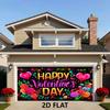 2D Valentines Day Party Tapestry, "Happy Valentine's Day" Print with Hearts, Flowers and Sparkles Photo Banner