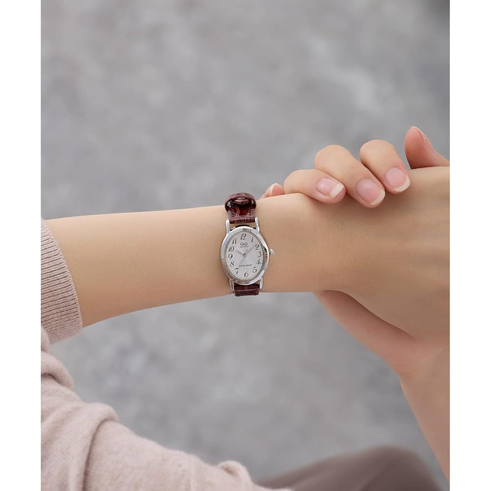 Citizen Q&Q Analog Waterproof Watch with Leather Strap VZ89-304 for Women Silver