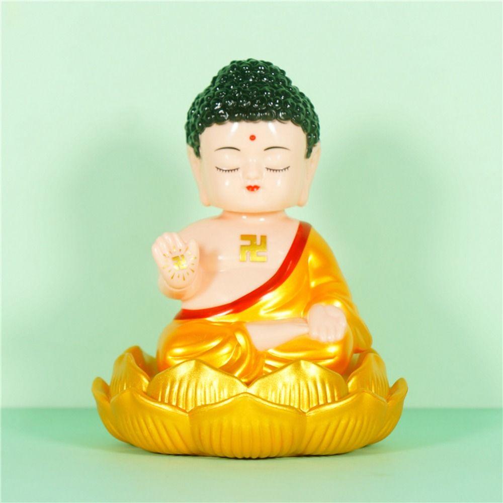 Decorative Solar Shaking Head Toys Handcrafts Desktop Buddha Statue  Ornaments
