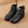 First layer cowhide soft-soled short boots single boots autumn and winter velvet breathable flat-soled cotton boots retro leather Martin boots