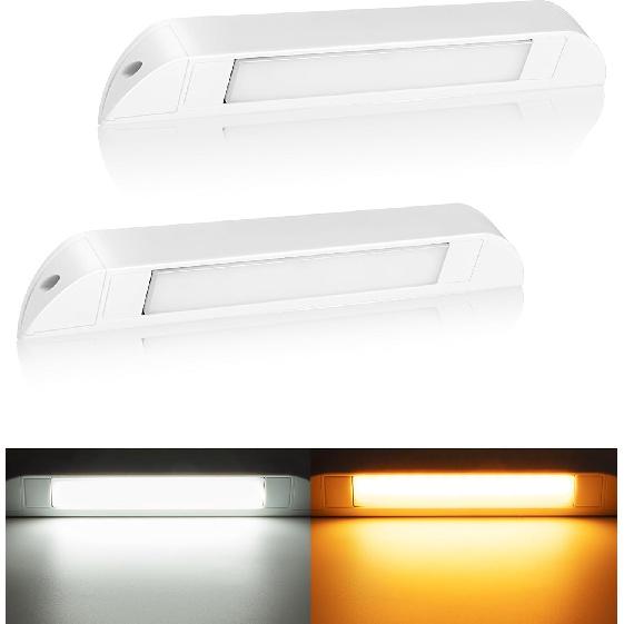 Raycharm 10" RV & Marine Boat LED Awning Porch Utility Light Fixture, 40° Down Angle Beam, 6000K Cool-White, 12V/24V DC, High Light-Output Low