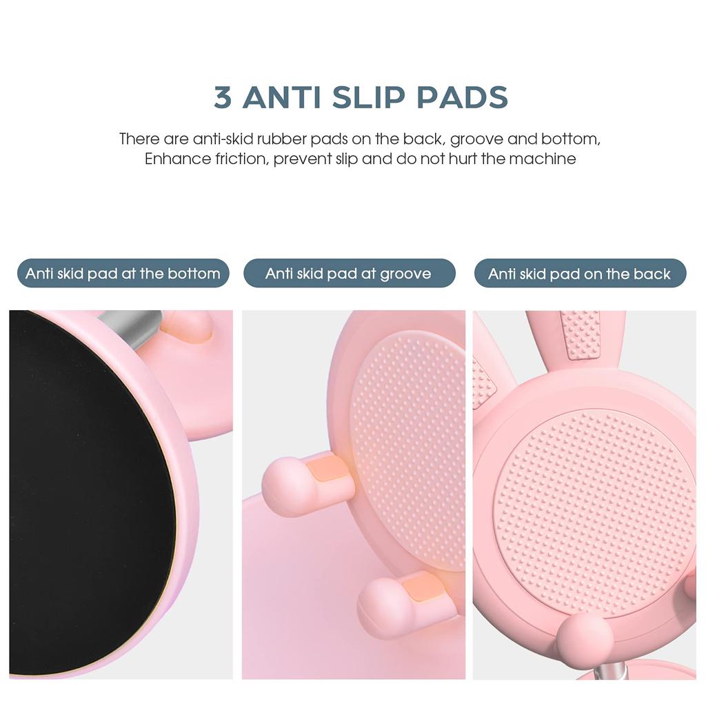 Cute Rabbit Phone Holder Stand Desktop Angle Height Adjustable Bunny Phone Stand for Selfie Watch Drama Support Bracket