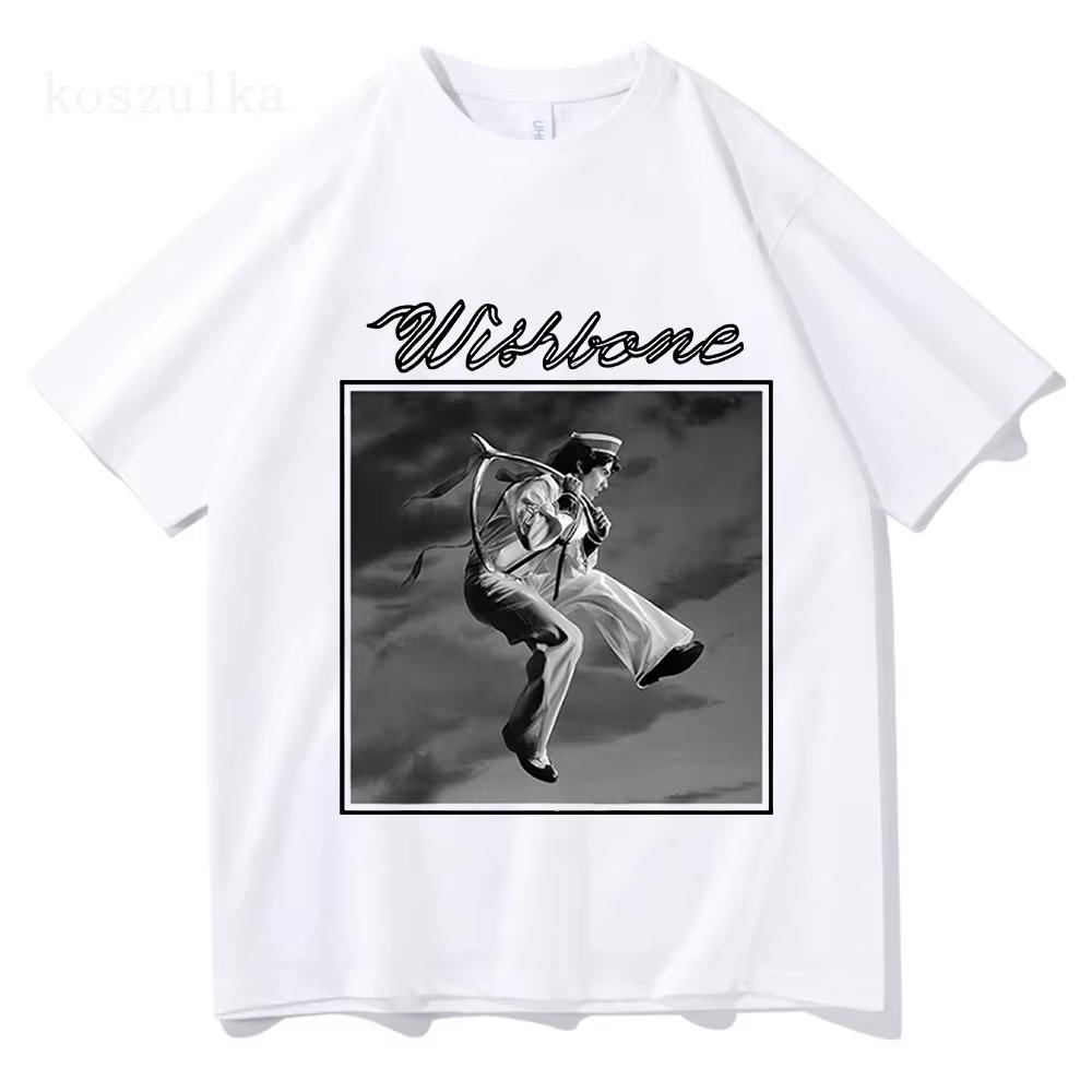 

Fashion Gray Wishbone Abum Cover Tshirt Pure Cotton Tees Short Sleeve Summer New Arrival Crewneck Y2K Tops Unisex Clothes 4XL