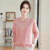 Mom's Spring and Autumn Long Sleeve Beaded Crew Neck Sweater New Small Shirt Middle Elderly Women's Knitted Top