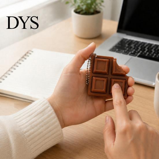 Chocolate Shape Stress Reliever 3D Printed Candy Bar Clicker Fidget Toy, Keyboard Desktop Decoration Keychain, Office Desk Relief Toy for Kids, Adults