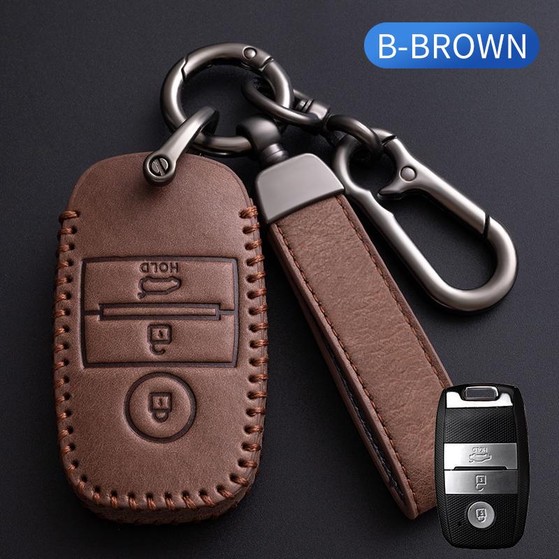 

Кожаный чехол с 3 кнопками для KIA Rio Rio5 Sportage Ceed Cerato K3 KX3 K4 K5 Sorento Optima Picanto, чехол для автомобильного дистанционного смарт-ключа For Kia коричневый