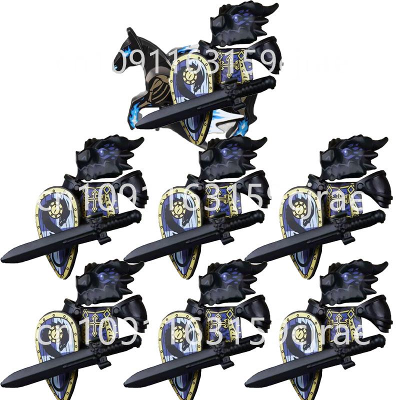 Kompatybilne MOC Średniowieczne Klocki Budowlane Postacie Żołnierze Smoczy Rycerze Czarny Lew Orzeł Zabawka Prezent Klocki Rolnik Żołnierz X048