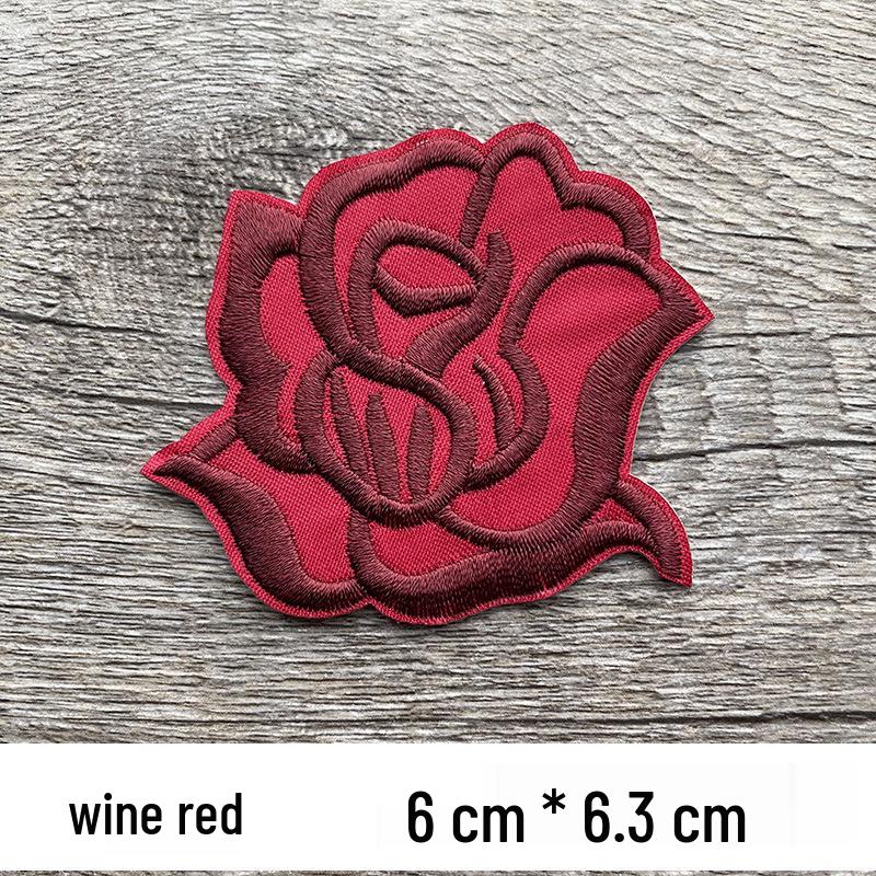 Self-Adhesive Rose Embroidery Patch for Mending, Repairing, Décor, and Versatile Applications.