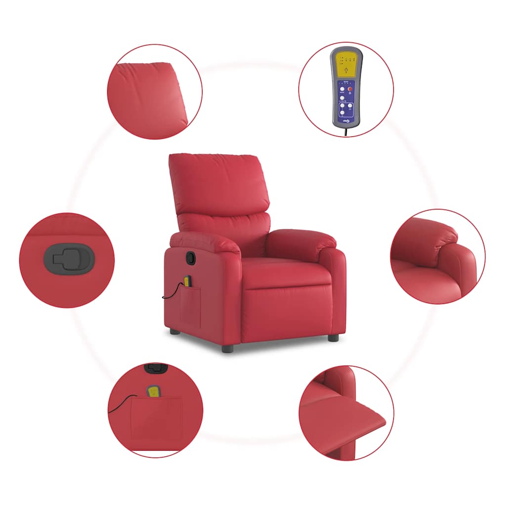 Vidaxl Foldable Massage Armchair, Red, Faux Leather
