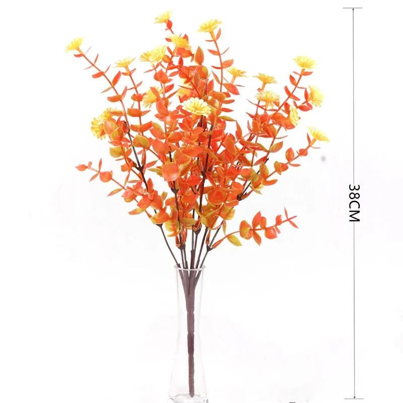 Artificial Fall Flowers Outdoor Plastic Shrubs Fake Plant for Garden Home Wedding Halloween Thanksgiving Autumn Party Decoration
