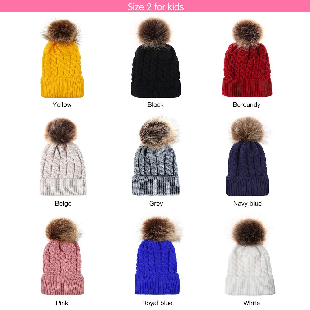 Winter Warm Women Knitted Crochet Wool Hat Hair Ball Earmuffs Caps Infant Toddler Kid Cute Hairball Beanie Cap