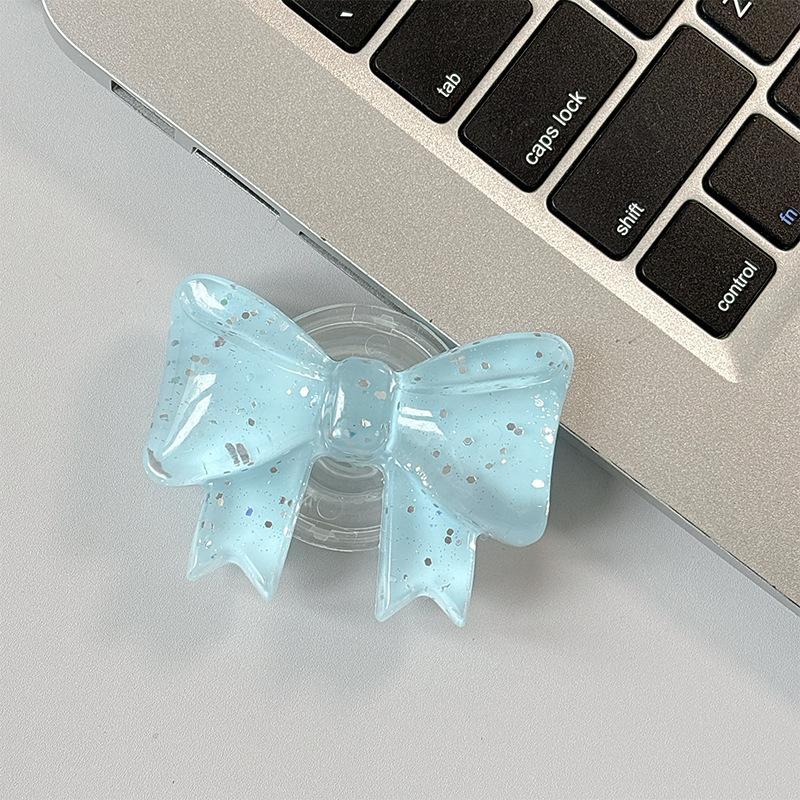 Creative Glitter Bow Solid Color Ring Three-Dimensional Mobile Phone Airbag Bracket Telescopic Paste Desktop Support Portable