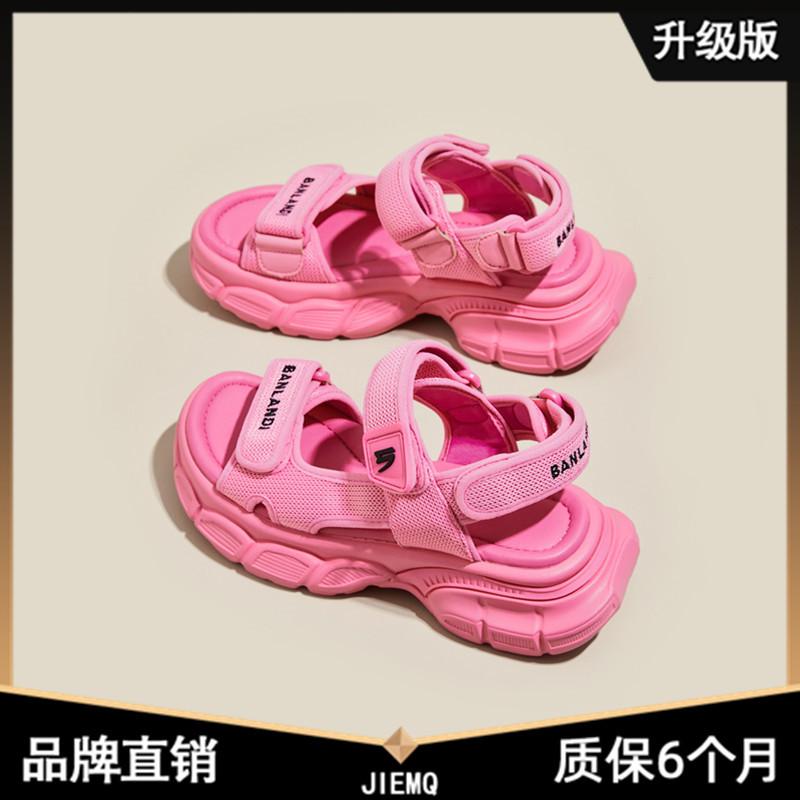 

Парижские спортивные сандалии женские летние новые сандалии платформа маффин мягкая подошва модные универсальные пляжные туфли 40 розы красного