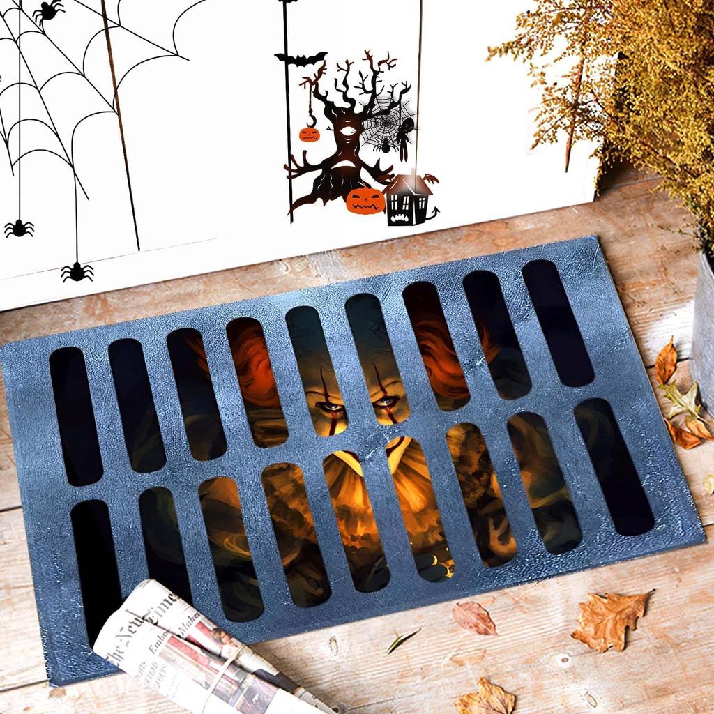 Halloween 3D Illusion Clown Floor Mat Home Decoration Horror Movie Clown Area Carpet Indoor And Outdoor Welcome Door Mat