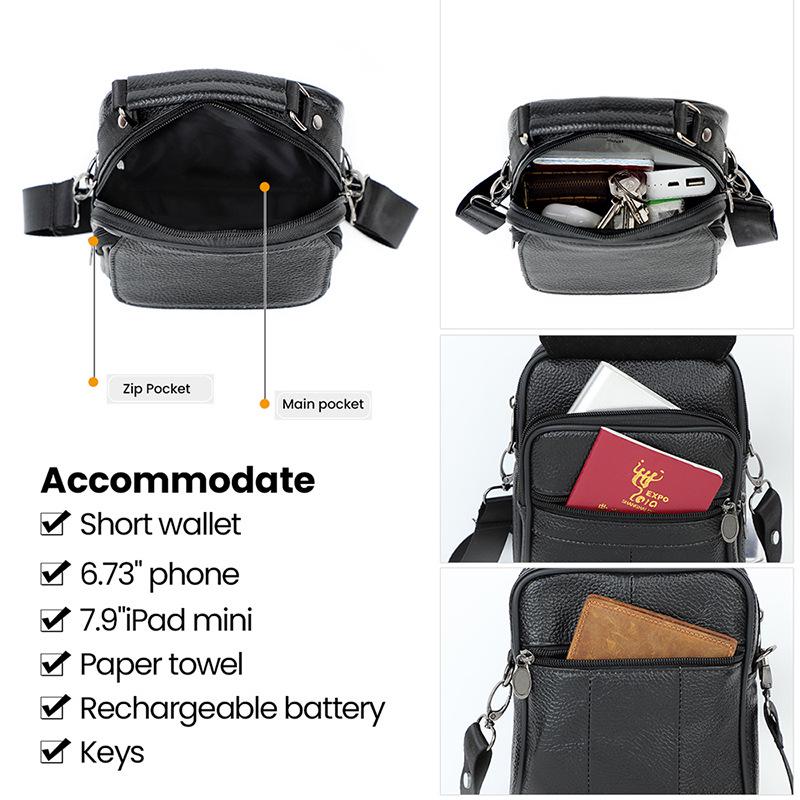 Casual Men's Genuine Leather Crossbody Shoulder Bag - Sporty, Trendy, Cowhide Backpack for Commuting