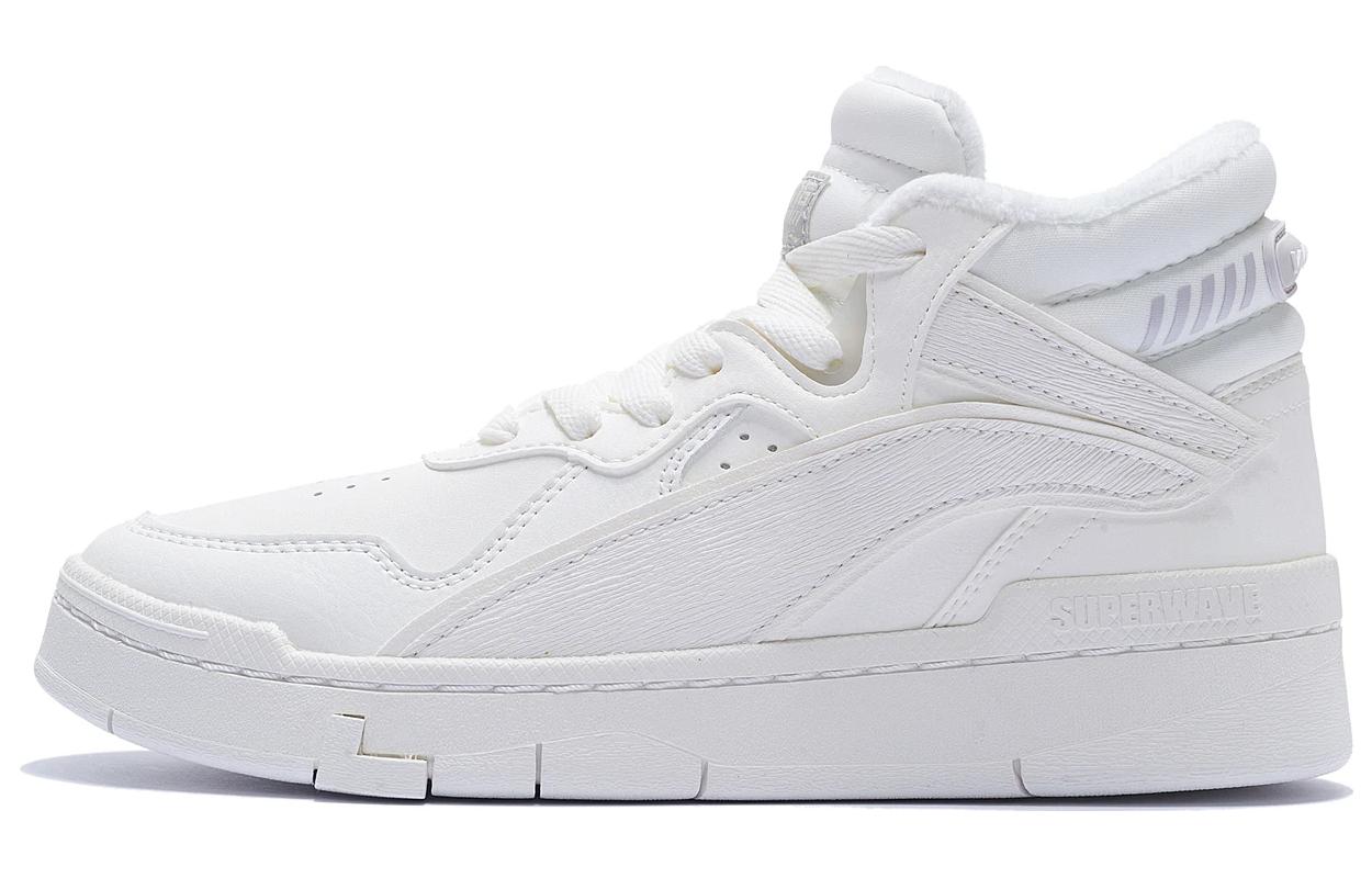 Li Ning Wave Mid Износостойкие Скользкие Термоустойчивые Полуботинки Обувь для Скейтборда Женская Белый AGCS324-1 37