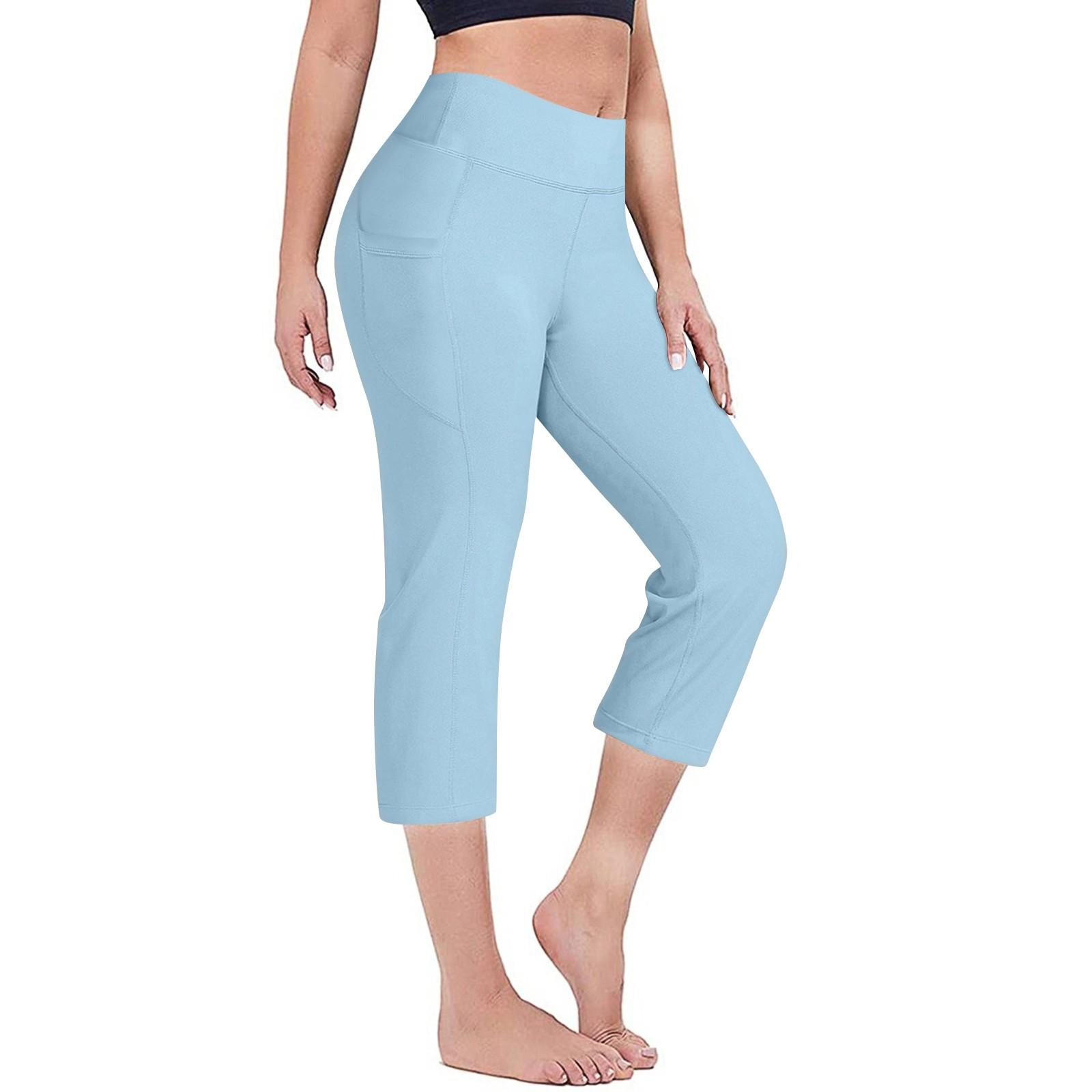

Женские эластичные брюки 3/4 с высокой талией, повседневные брюки-капри с широкими штанинами для активного отдыха, брюки с карманами L