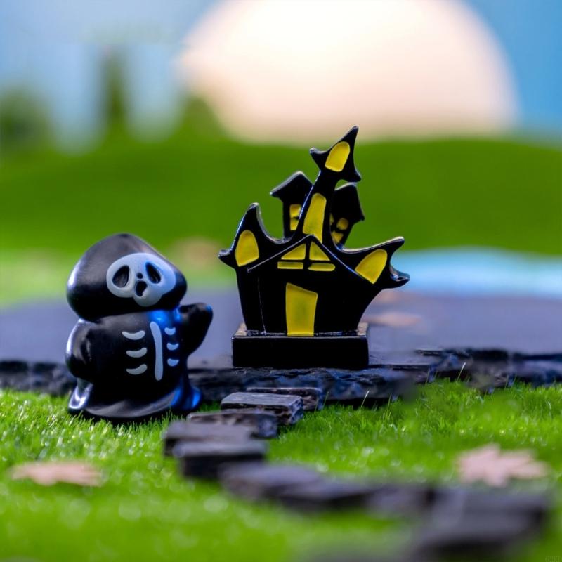 62KD Halloween Miniature Decors Set of 10 for Party and Miniature Garden Landscape