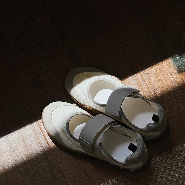 Leather platform Mary Jane shoes Velcro women's shoes 2025 summer new sports and leisure shoes versatile flat shoes