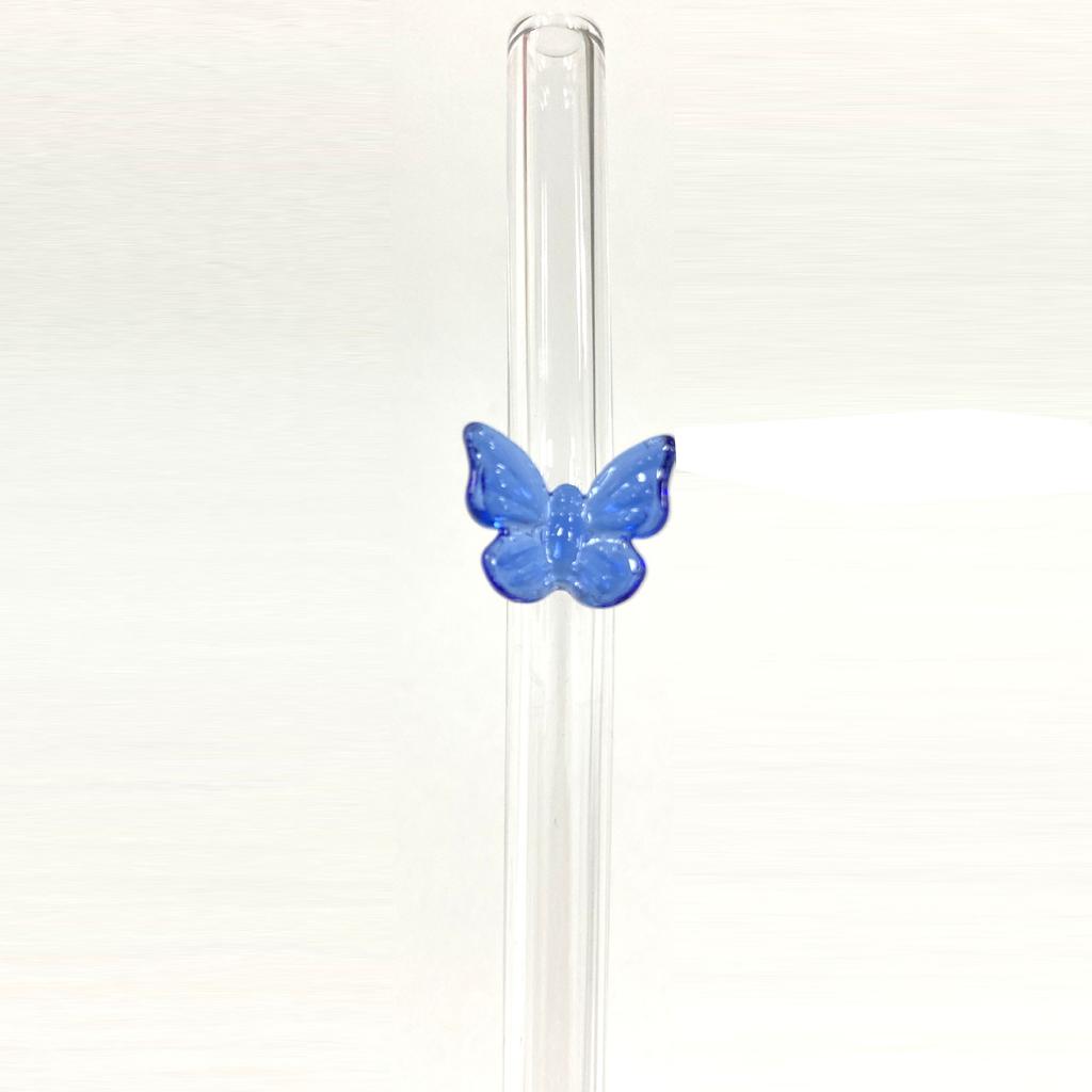 Butterfly glass straw, color transparent elbow, high temperature resistant and environmentally friendly coffee juice drinking straw