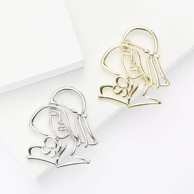 Creative And Simple Alloy Hollow Avatar Brooch Exquisite And Versatile Women'S Suit Coat Corsage Jewelry Pin