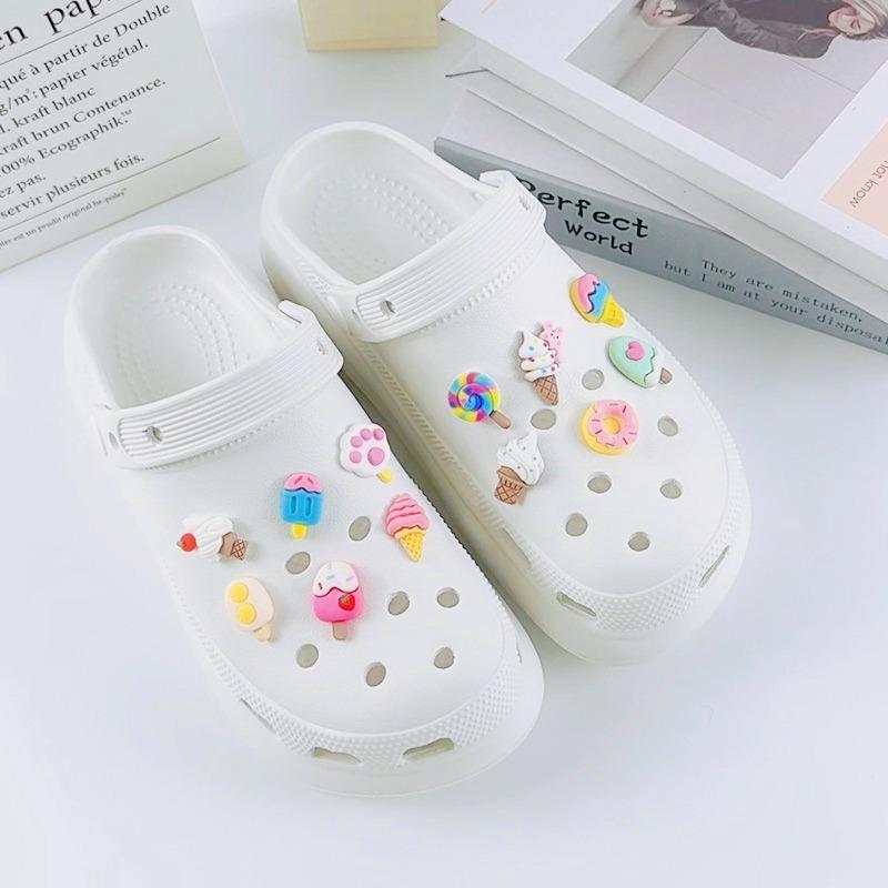 12PCS Fashion Shoe Charms for Clogs Set Accessories Hole Shoe Buckle Summer Cute Ice Cream Doughnut DIY Shoes Decorations