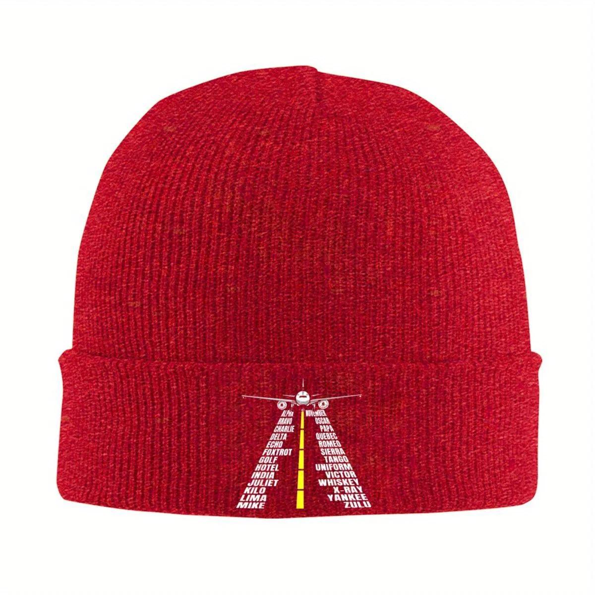 New Phonetic Alphabet Aircraft Hat Autumn Winter Beanies Warm Pilot Cap Unisex Knitted Caps
