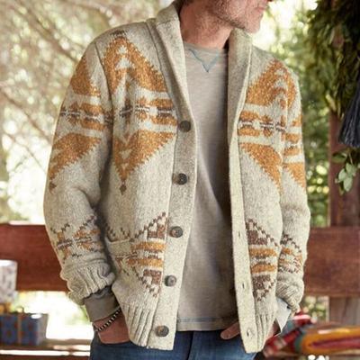 Herbst Winter Strickjacke Männer Jacquard Oberbekleidung Pullover Langarm Strickjacke