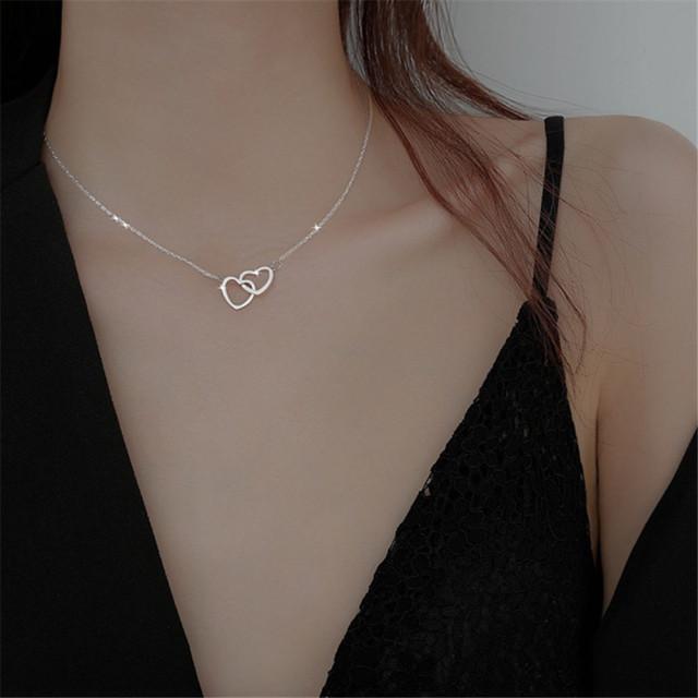 Trend Double Layer Star Moon Pendant Necklace For Women Girl Clavicle Chain Eight-pointed Star Necklace Simple Jewelry Gift