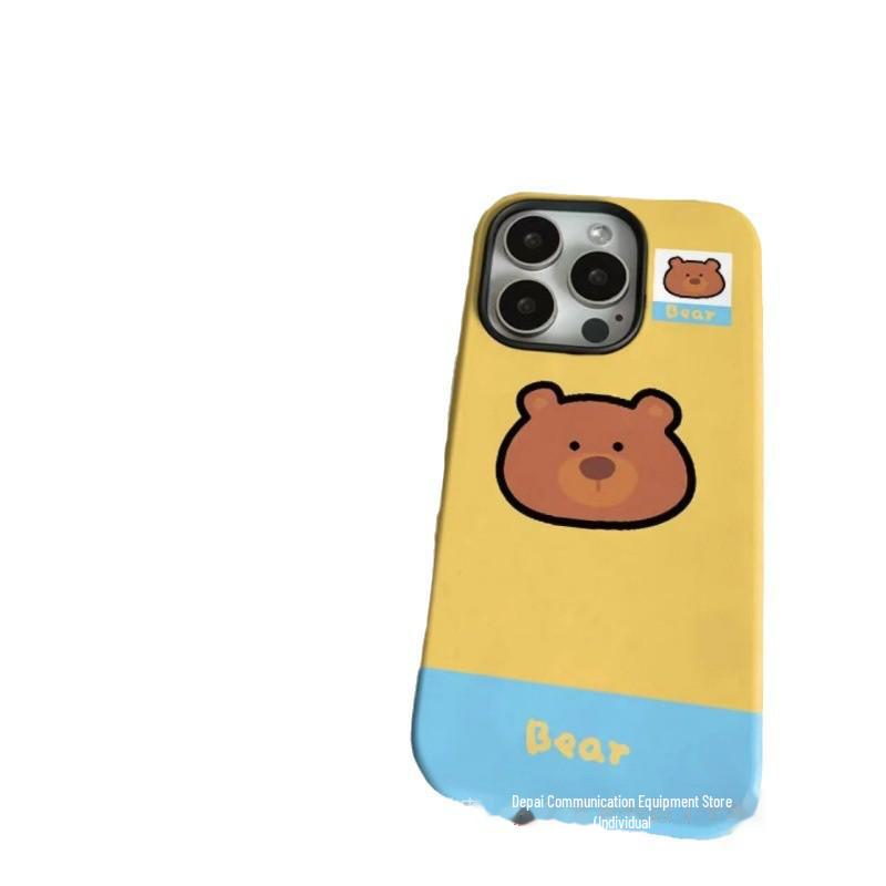 

Yellow & Blue Brown Bear iPhone 16 Pro Max/15 Pro Trendy Protective Case iPhone 11