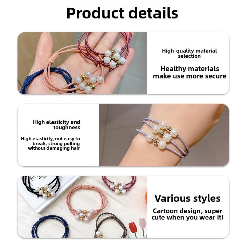 Three-in-one Hairband, Pearl Elastic Hair Tie, Hair String Hair Accessory, Hair Band