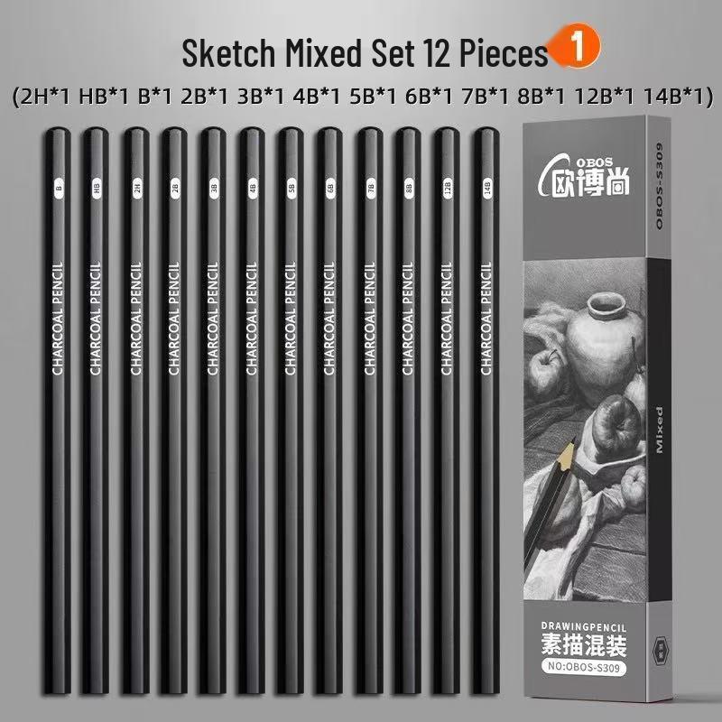 Art Student Sketching Pencil Set - Quick Sketch 2B & Charcoal for Beginners