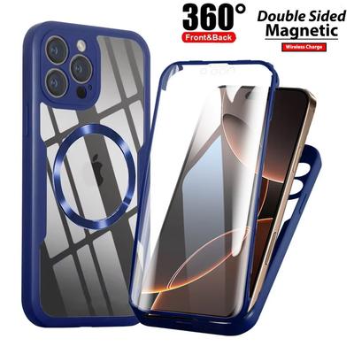 For IPhone 16 15 14 11 12 13 Pro Max 360° Fully Protected Double-sided Magnetic Cases For Magsafe Wireless Charge Protect  Cover