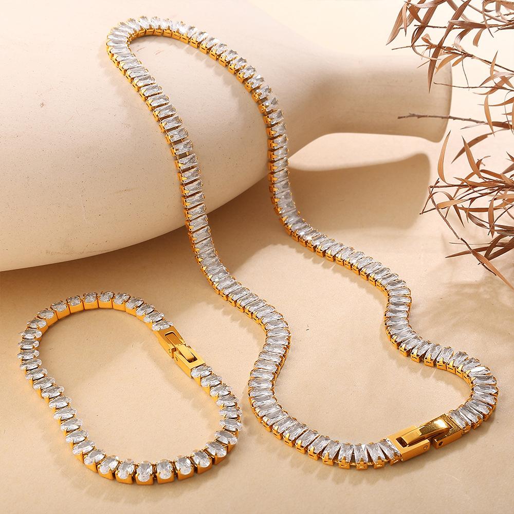 European and American Zircon Inlaid Necklace Bracelet Light Luxury Fashion Multi-color Full Diamond Jewelry 2026