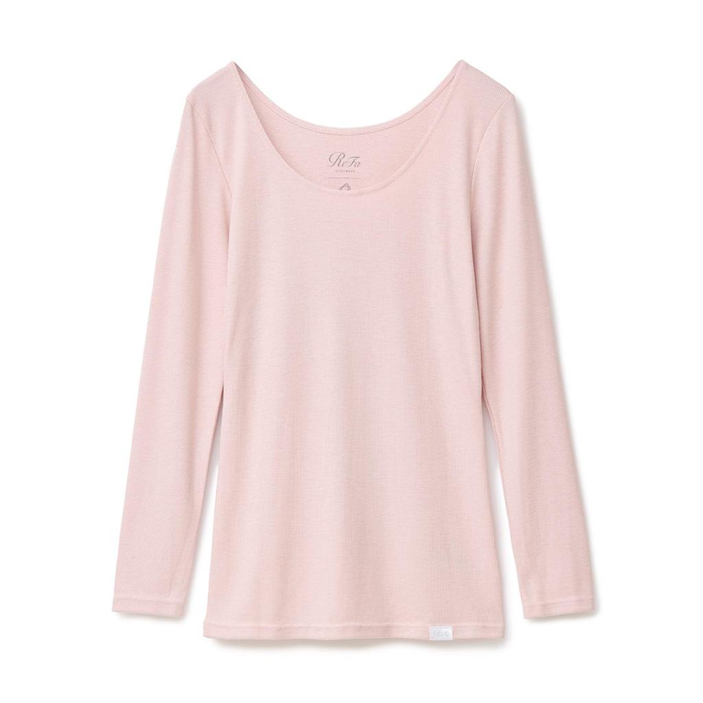 ReFa Vital Tech Moist Rib U-Neck Innerwear (Moist Rib (Long Sleeve), Beige, L)