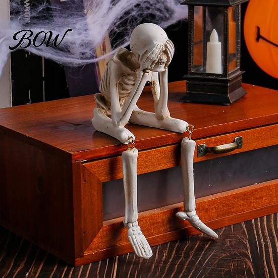 Spooky Halloween Party Supplies Skeleton Statue, See Speak Hear No Evil Figurines, Unique Statue Collectible Skull Decoration for Indoor Mantel Table
