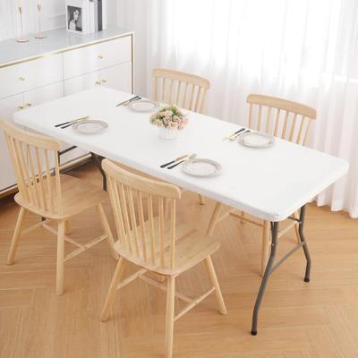 4/6/8FT Stretch Table Cover Elastic Edge Design Wrinkle-Resistant Seamless Fit Easy Installation Folding Table Cover