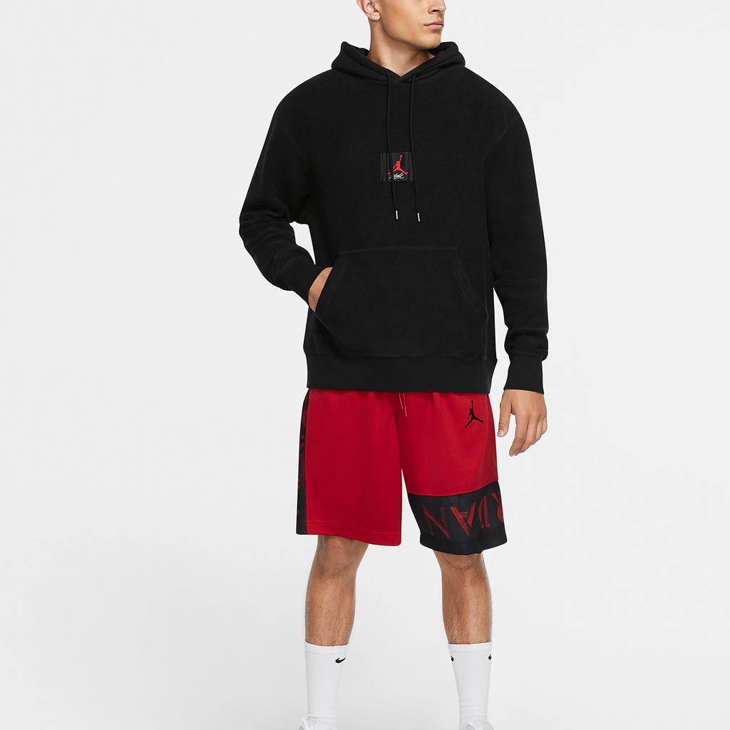 Jordan Flight Logo Print Woven Pullover Hoodie Men Tops Black CZ1206-010