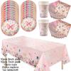 Pink Butterfly Disposable Tableware Happy Girl's Birthday Party Decorations Kids Butterfly Theme Party Decoration Baby Shower