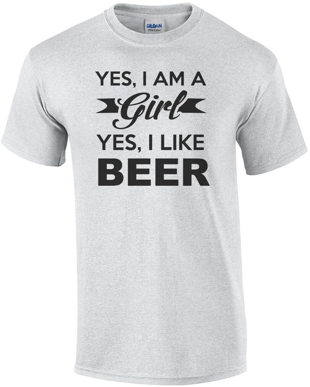 Yes I Am A Girl Yes I Like Beer T-Shirt L
